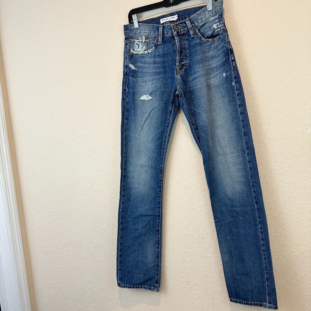 Anthropologie Artisan De Luxe Boot Cut Denim Size 29 Distressed 100% Cotton